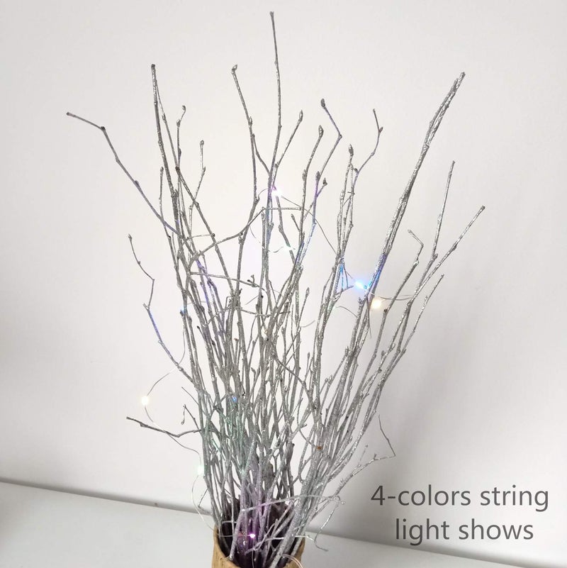 DongArts Decorative Birch Branches 23 inch, Brich Stems for Wedding Decor,Dried Twigs for Christmas Decor (Metallic Silver) - Image 2